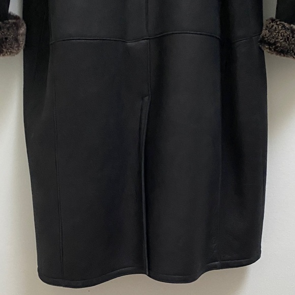 Vintage Arte Pelle 💯 Sheepskin Shearling Long Black Leather Coat, Made in 🇨🇦 - Picture 9 of 16